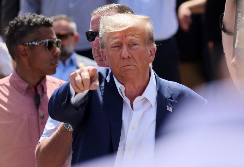 &copy; Reuters. Republican presidential candidate and former U.S. President Donald Trump campaigns at the Iowa State Fair in Des Moines, Iowa, U.S. August 12, 2023. REUTERS/Scott Morgan/File Photo