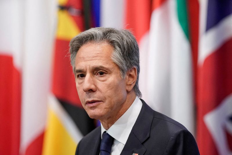 &copy; Reuters. FILE PHOTO: U.S. Secretary of State Antony Blinken gives his remarks to the media after attending the U.N. Security Council meeting on famine and conflict-induced global food insecurity in New York, U.S., August 3, 2023. REUTERS/Eduardo Munoz/File Photo