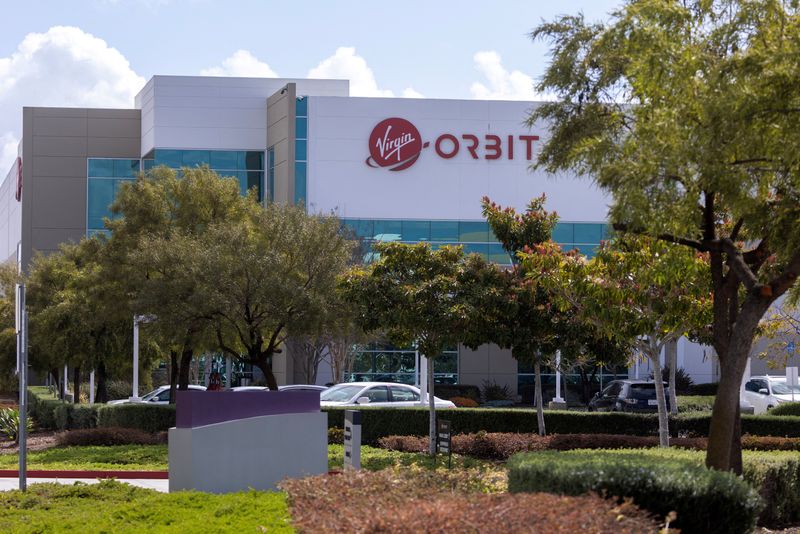 &copy; Reuters. FILE PHOTO: The Virgin Orbit building is seen after the company paused operations last week, in Long Beach, California, U.S., March 22, 2023.   REUTERS/Mike Blake/File Photo
