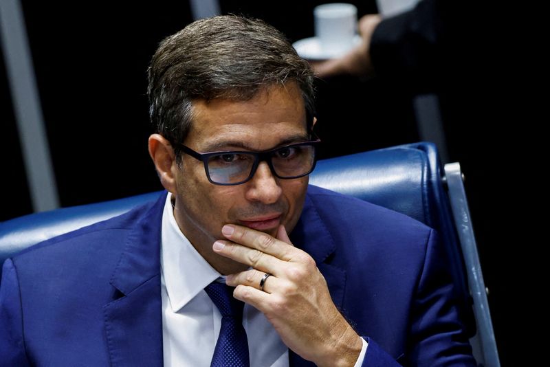 &copy; Reuters. FILE PHOTO: Brazil's central bank Governor Roberto Campos Neto reacts during a session of the Brazilian Senate in Brasilia, Brazil February 15, 2023. REUTERS/Adriano Machado/File Photo