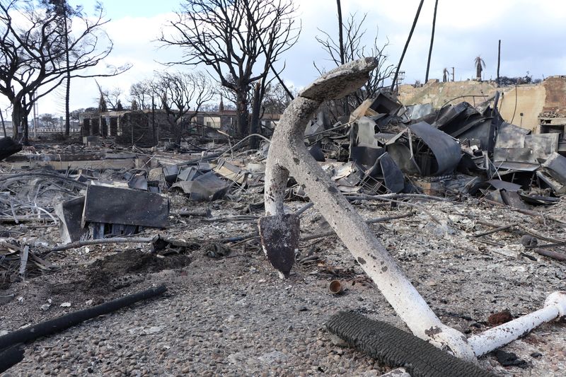 © Reuters. FILE PHOTO: A view of burned debris after wildfires devastated the historic town of Lahaina, Maui, Hawaii, U.S., August 10, 2023. Hawai'i Department of Land and Natural Resources/Handout via REUTERS/File Photo