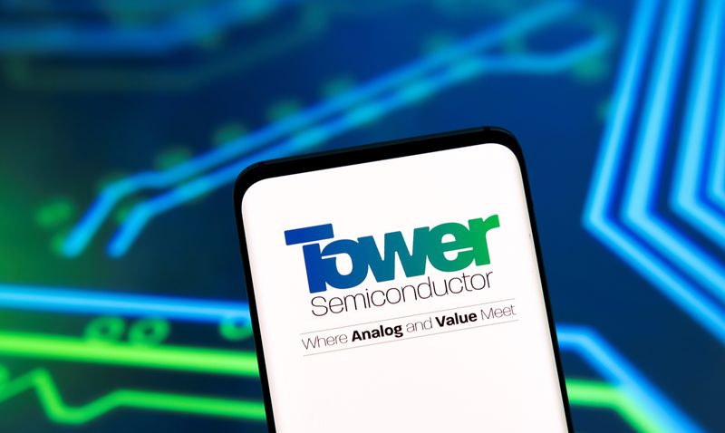 &copy; Reuters. FILE PHOTO: Tower Semiconductor is seen on smartphone in this illustration taken, February 15, 2022. REUTERS/Dado Ruvic/Illustration