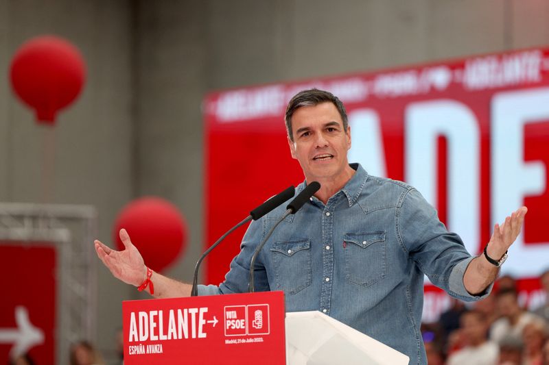 &copy; Reuters. Pedro Sánchez em Getafe
 21/7/2023  REUTERS/Violeta Santos Moura