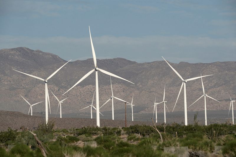 &copy; Reuters. FILE PHOTO: Power-generating Siemens 2.37 megawatt (MW) wind turbines are seen at the Ocotillo Wind Energy Facility  California, U.S., May 29, 2020.  REUTERS/Bing Guan/File Photo