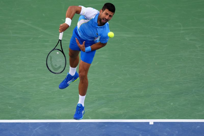 &copy; Reuters. Novak Djokovic no torneio de Cincinnati
 16/8/2023   Kareem Elgazzar-USA TODAY Sports