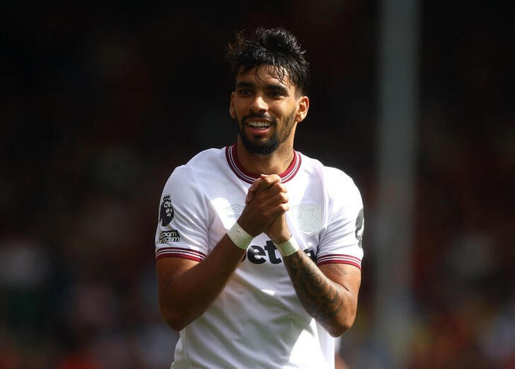 &copy; Reuters. Lucas Paquetá em partida do West Ham
12/08/2023
Action Images vía Reuters/Paul Childs