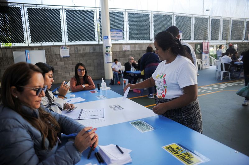 © Reuters. سيدة تدلي بصوتها داخل لجنة اقتراع بالعاصمة جواتيمالا سيتي في جولة الإعادة بالانتخابات الرئاسية في جواتيمالا يوم الأحد . تصوير : كريستينا تشيكين - رويترز .    