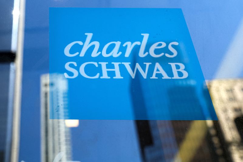 &copy; Reuters. The company logo for Financial broker Charles Schwab is displayed at a location in the financial district in New York, U.S., March 20, 2023.  REUTERS/Brendan McDermid/file photo