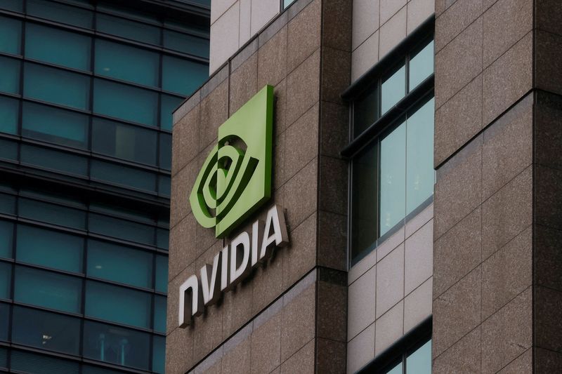 &copy; Reuters. FOTO DE ARCHIVO. Una vista de un logo de Nvidia en su sede en Taipei, Taiwán, 31 de mayo de 2023. REUTERS/Ann Wang