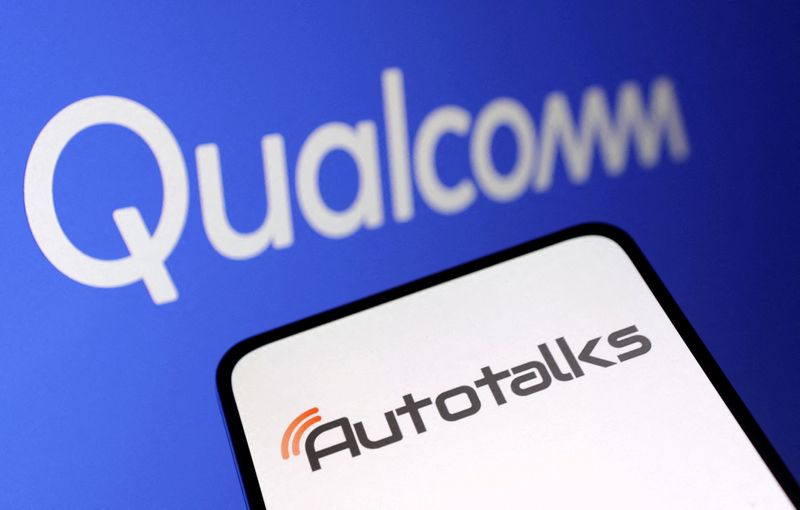 &copy; Reuters. FILE PHOTO: Autotalks and Qualcomm logos are seen in this illustration taken, May 8, 2023. REUTERS/Dado Ruvic/Illustration/File Photo