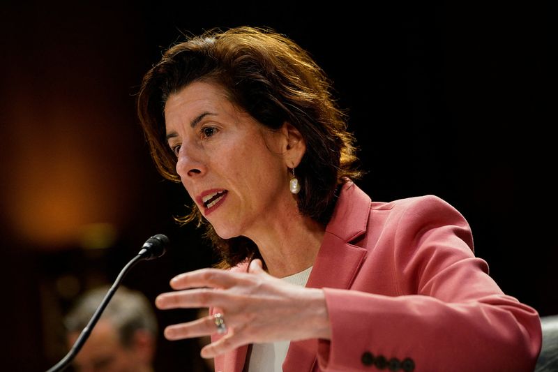 &copy; Reuters. FILE PHOTO: U.S. Commerce Secretary Gina Raimondo testifies during a Senate Appropriations Committee hearing titled "A Review of the President’s Fiscal Year 2024 Budget Request: Investing in U.S. Security and Competitiveness, and the Path Ahead for the 
