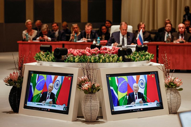 &copy; Reuters. Putin faz discurso no Brics por videoconferência
 23/8/2023  GIANLUIGI GUERCIA/Pool via REUTERS