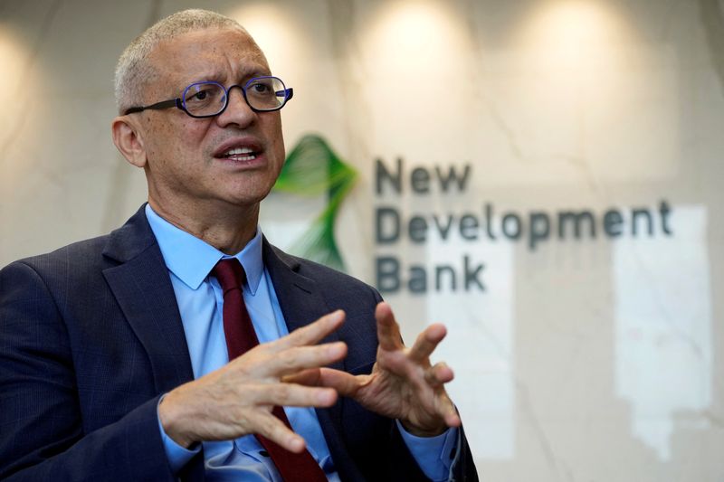 &copy; Reuters. FILE PHOTO: Leslie Maasdorp, Vice President and chief financial officer (CFO) of New Development Bank (NDB), speaks during an interview with Reuters at the bank's headquarters in Shanghai, China July 10, 2023. REUTERS/Aly Song/File Photo