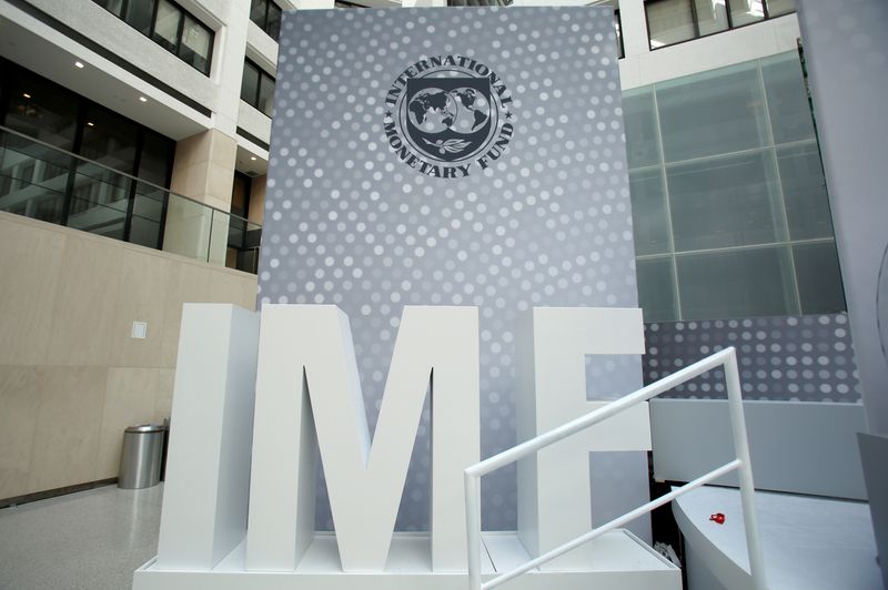 &copy; Reuters. FILE PHOTO: International Monetary Fund logo is seen inside the headquarters at the end of the IMF/World Bank annual meetings in Washington, U.S., October 9, 2016. REUTERS/Yuri Gripas/File Photo