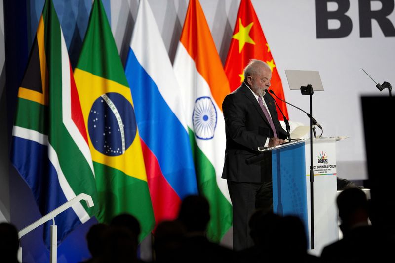 &copy; Reuters. Presidente Luiz Inácio Lula da Silva faz pronunciamento durante cúpula do Brics na África do Sul
22/08/2023 REUTERS/James Oatway