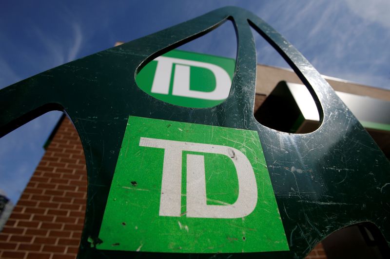 &copy; Reuters. FILE PHOTO: Toronto-Dominion Bank (TD) logos are seen outside of a branch in Ottawa, Ontario, Canada, May 26, 2016. REUTERS/Chris Wattie/File Photo