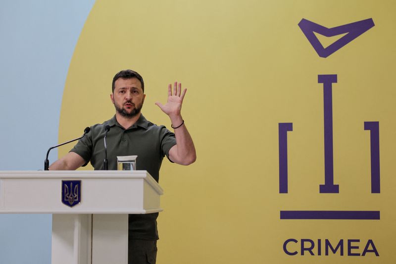 &copy; Reuters. Volodymyr Zelensky durante conferência em Kiev
 23/8/202   OLEG PETRASYUK/Pool via REUTERS