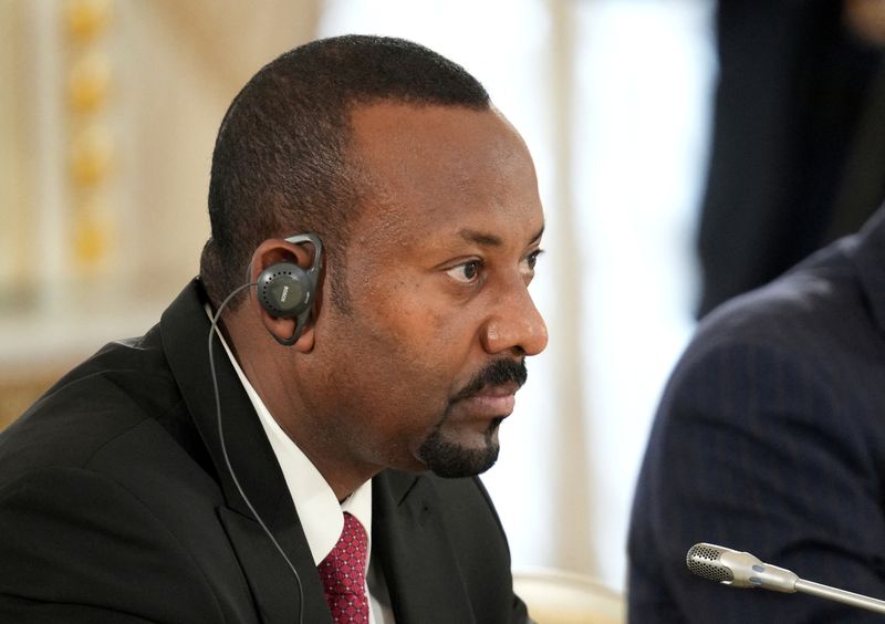 &copy; Reuters. رئيس وزراء إثيوبيا أبي أحمد خلال اجتماع في روسيا يوم 26 يوليو تموز 2023. صورة لرويترز من وكالة سبوتنيك للأنباء.