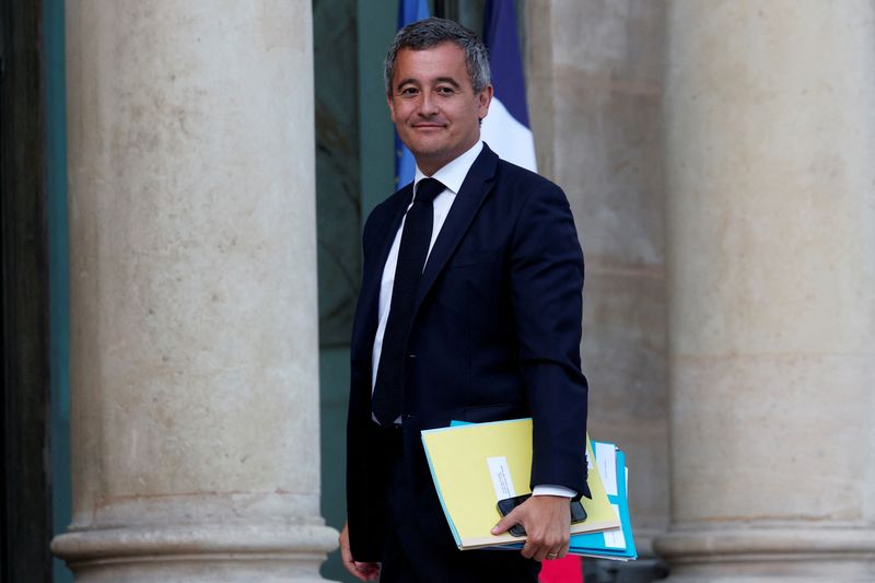 &copy; Reuters. French Interior and Overseas Minister Gerald Darmanin arrives to attend the weekly cabinet meeting, after a government reshuffle, at the Elysee Palace in Paris, France, July 21, 2023. REUTERS/Gonzalo Fuentes