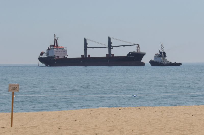 &copy; Reuters. FILE PHOTO: The Barbados-flagged general cargo ship Fulmar S arrives to the sea port in Chornomorsk after restarting grain export, Ukraine August 7, 2022. REUTERS/Serhii Smolientsev/File Photo