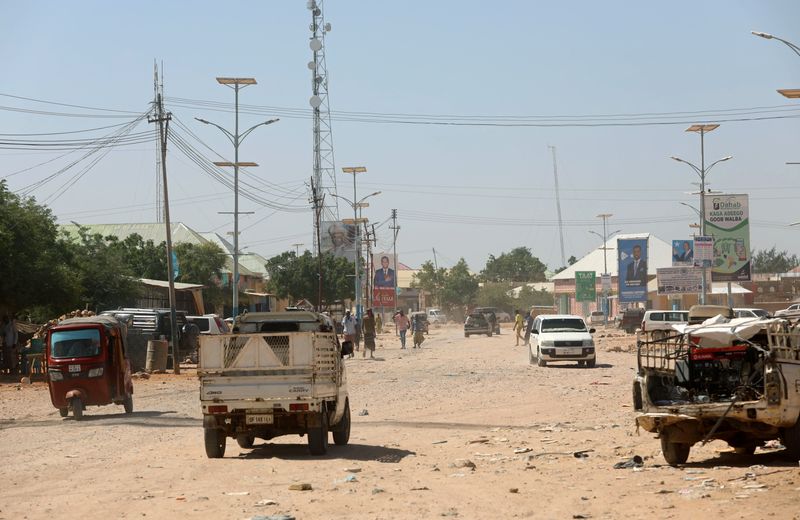 &copy; Reuters. مشهد عام يظهر حركة المرور في إحدى مدن ولاية جلمدج وسط الصومال. صورة من أرشيف رويترز.