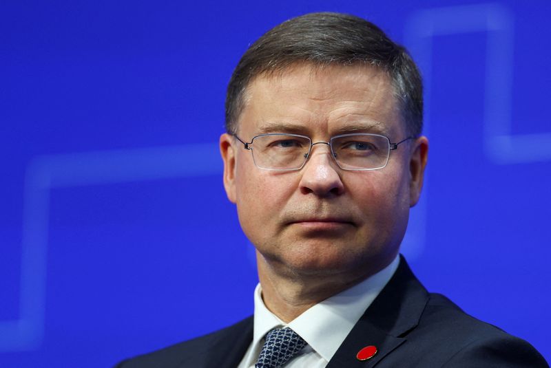 &copy; Reuters. FILE PHOTO: Valdis Dombrovskis, European Commissioner for Trade and Executive Vice President of the European Commission for An Economy that Works for People, attends the Ukraine Recovery Conference in London, Britain June 21, 2023. REUTERS/Hannah McKay/Po