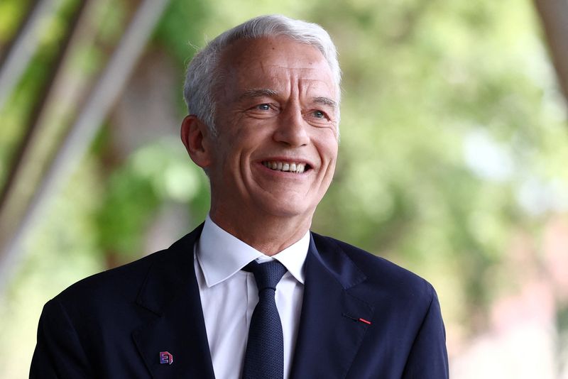 &copy; Reuters. FILE PHOTO: Newly-elected French employers body MEDEF union leader Patrick Martin poses after a meeting to elect a new leader of the French business organisation MEDEF, in Meudon, near Paris, France, July 6, 2023. REUTERS/Stephanie Lecocq/File Photo