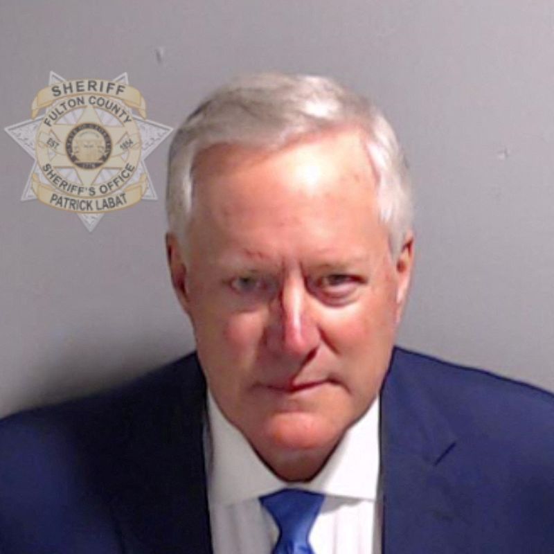 &copy; Reuters. Mark Meadows is shown in a police booking mugshot released by the Fulton County Sheriff's Office, after a Grand Jury brought back indictments against former U.S. President Donald Trump and 18 of his allies in their attempt to overturn the state's 2020 ele