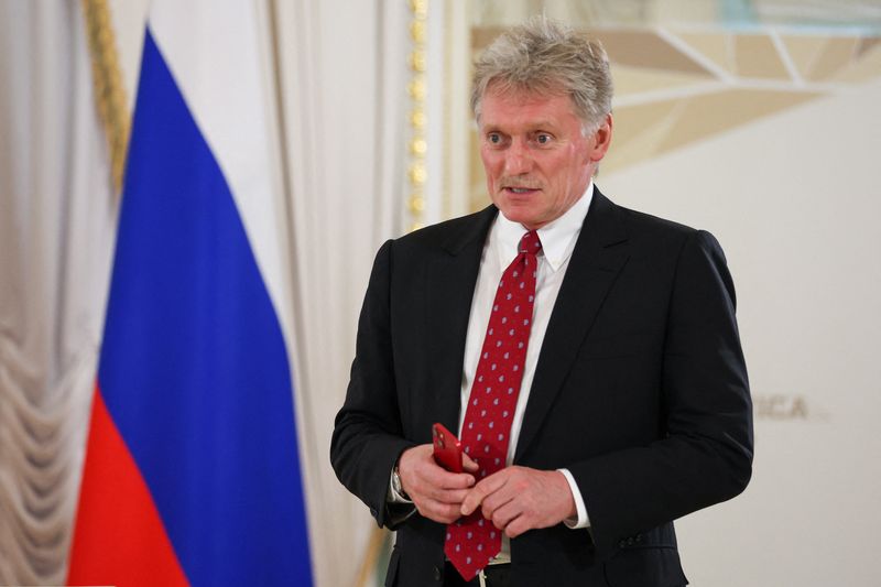 &copy; Reuters. Kremlin spokesman Dmitry Peskov speaks before a press conference of Russian President Vladimir Putin following the Russia-Africa summit in Saint Petersburg, Russia, July 29, 2023. Sergei Bobylyov/TASS Host Photo Agency via REUTERS/File photo