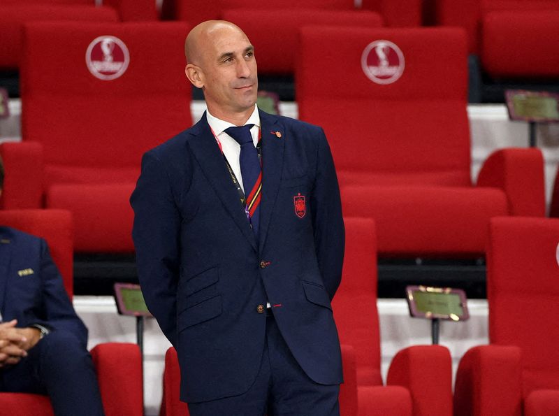 &copy; Reuters. FILE PHOTO: Soccer Football - FIFA World Cup Qatar 2022 - Group E - Japan v Spain - Khalifa International Stadium, Doha, Qatar - December 1, 2022  President of the Royal Spanish Football Federation Luis Rubiales in the stands before the match REUTERS/Kim 