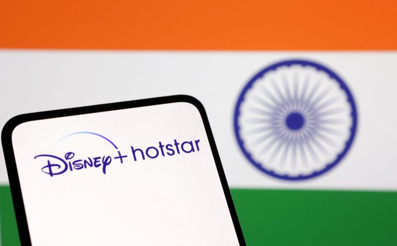 &copy; Reuters. Disney+ Hotstar logo and Indian flag are seen in this illustration taken August 22, 2023. REUTERS/Dado Ruvic/Illustration
