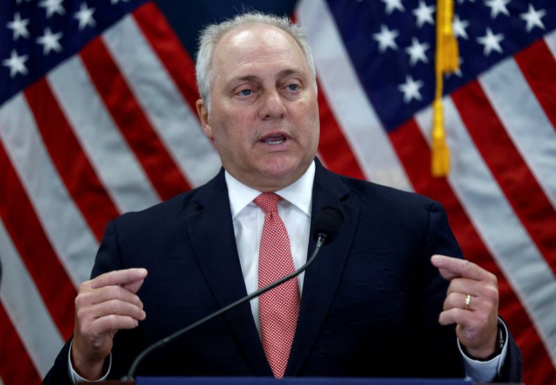 &copy; Reuters. FILE PHOTO: U.S. House Majority leader Steve Scalise (R-LA) speaks during a press conference following a Republican conference meeting on Capitol Hill in Washington, U.S., July 12, 2023. REUTERS/Evelyn Hockstein/File photo