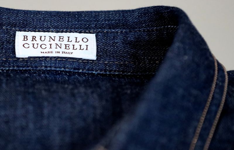 &copy; Reuters. FILE PHOTO: A Brunello Cucinelli label is seen on a shirt at the factory in Solomeo village near Perugia, Italy, September 4, 2018. Picture taken September 4, 2018.   REUTERS/Alessandro Bianchi/File Photo