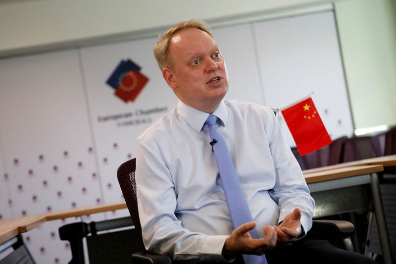 &copy; Reuters. FILE PHOTO: Jens Eskelund, President of the European Union Chamber of Commerce in China, attends an interview with Reuters in Beijing, China August 21, 2023. REUTERS/Florence Lo/File Photo