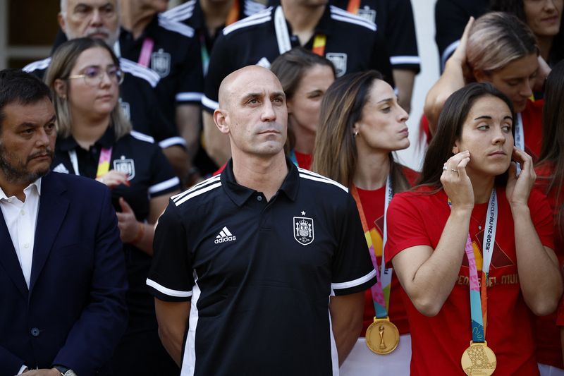 &copy; Reuters. FILE PHOTO: Soccer Football - FIFA Women's World Cup Australia and New Zealand 2023 - Spain's Prime Minister Pedro Sanchez receive the World Cup champions - Moncloa Palace, Madrid, Spain - August 22, 2023 President of the Royal Spanish Football Federation