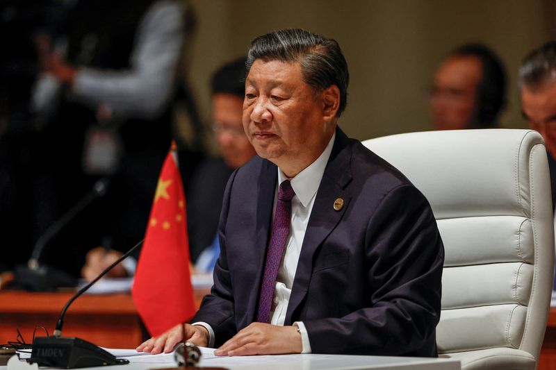 &copy; Reuters. الرئيس الصيني شي جين بينغ خلال قمة بريكس 2023 في جوهانسبرج يوم 23 أغسطس آب 2023. صورة لرويترز من ممثل لوكالات الأنباء.
