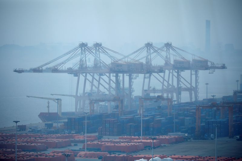 &copy; Reuters. Cranes are seen at Pyeongtaek port in Pyeongtaek, South Korea, July 9, 2020.    REUTERS/Kim Hong-Ji