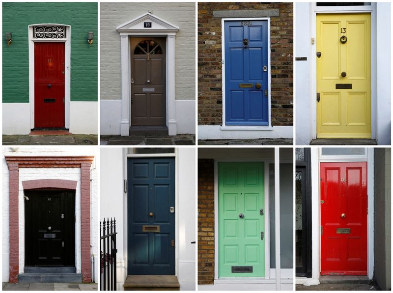 &copy; Reuters. FILE PHOTO: A combination of eight photographs shows eight separate house doors in London, Britain January 19, 2017. REUTERS/Stefan Wermuth/File Photo