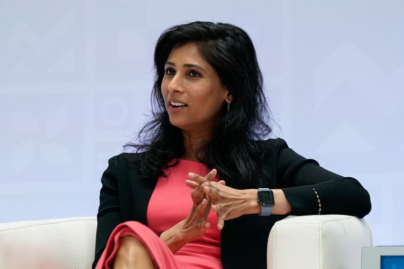 &copy; Reuters. FILE PHOTO: International Monetary Fund (IMF) First Deputy Managing Director Gita Gopinath participates in a panel titled “How Should Central Banks Battle High Inflation?” at the 2023 Spring Meetings of the World Bank Group and the International Monet
