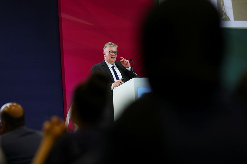 &copy; Reuters. Chief Economist and Executive Director for Monetary Analysis and Research at the Bank of England, Huw Pill speaks at the South African Reserve Bank's Biennial Conference in the Cape Town International Convention Centre, in Cape Town, South Africa, August 