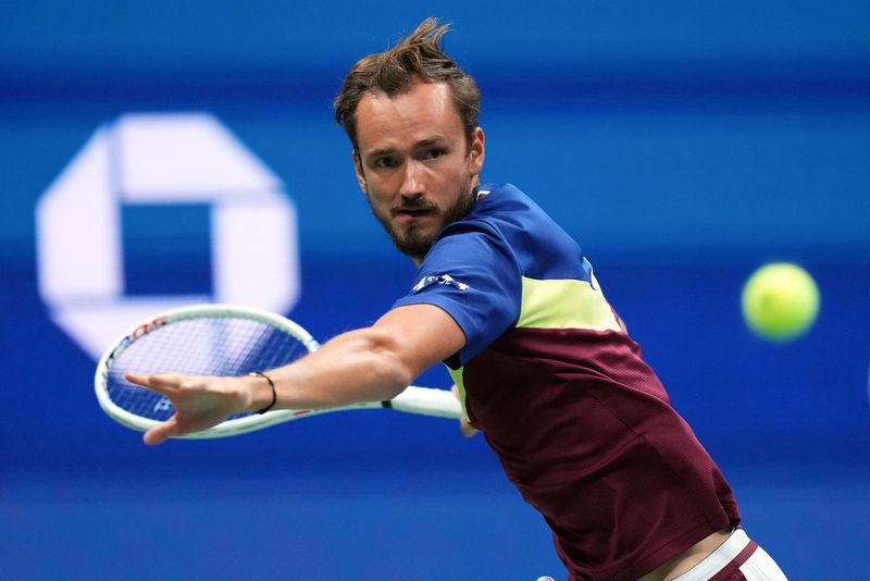 &copy; Reuters. Daniil Medevedev durante partida contra Sebastian Báez no US Open
02/09/2023 Danielle Parhizkaran-USA TODAY Sports