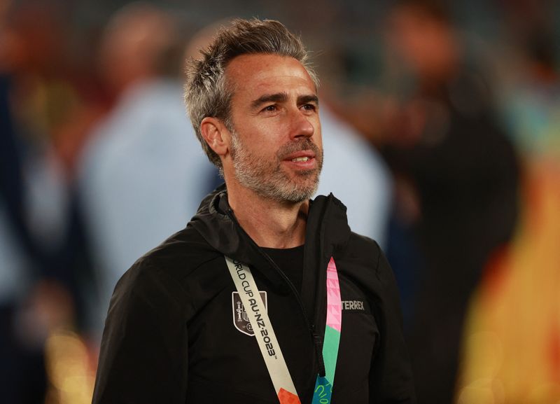&copy; Reuters. L'allenatore della Spagna Jorge Vilda durante la finale - Spagna-Inghilterra. REUTERS/Hannah Mckay