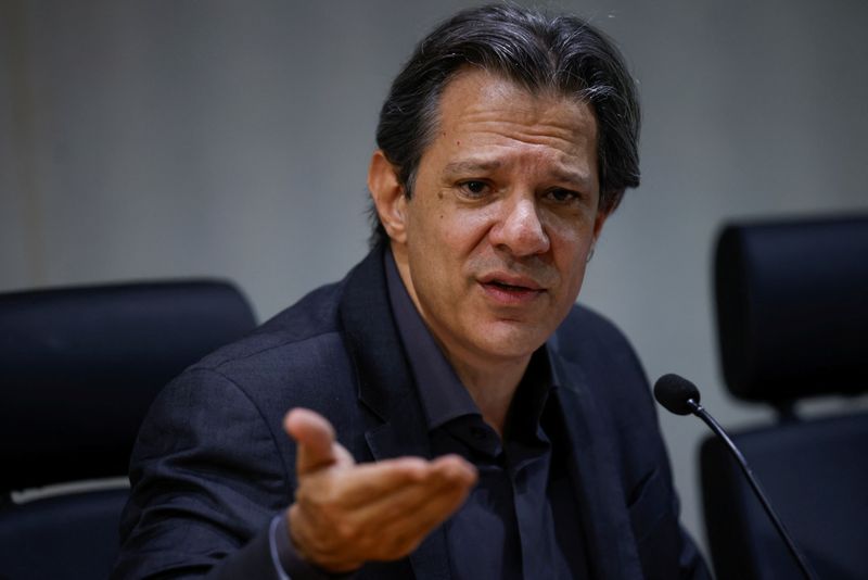 &copy; Reuters. Ministro da Fazenda, Fernando Haddad, durante entrevista coletiva em Brasília
31/08/2023 REUTERS/Adriano Machado