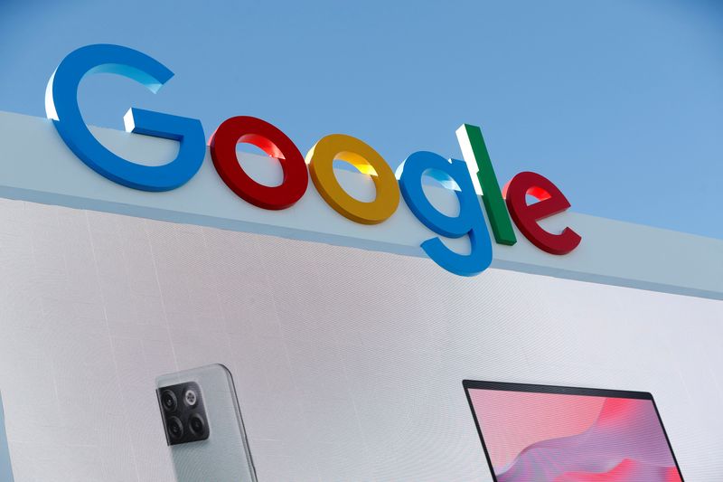 &copy; Reuters. FILE PHOTO: A view of the Google logo on a temporary house during CES 2023, an annual consumer electronics trade show, in Las Vegas, Nevada, U.S. January 6, 2023.  REUTERS/Steve Marcus/File Photo