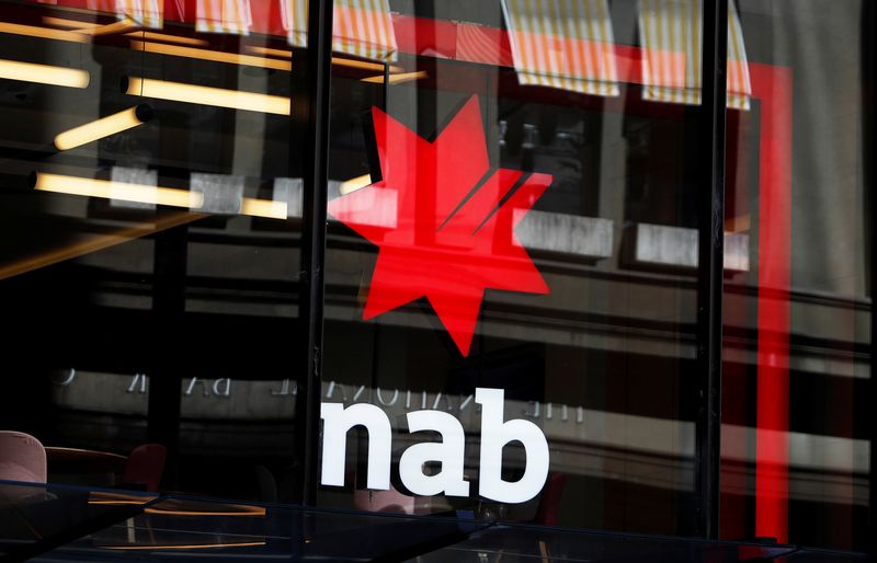 &copy; Reuters. The National Australia Bank Logo is seen on a branch in central Sydney, Australia, February 8, 2018. REUTERS/Daniel Munoz