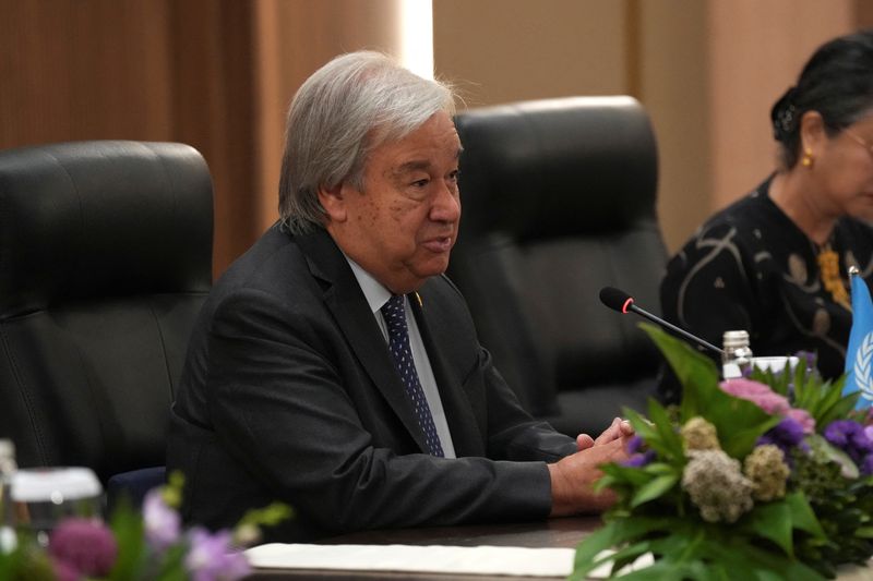 &copy; Reuters. UN Secretary General Antonio Guterres speaks during his bilateral meeting with Indonesian President Joko Widodo on the sidelines of the Association of Southeast Asian Nations (ASEAN) Summit in Jakarta, Indonesia, Thursday, Sept. 7, 2023.     Tatan Syuflan