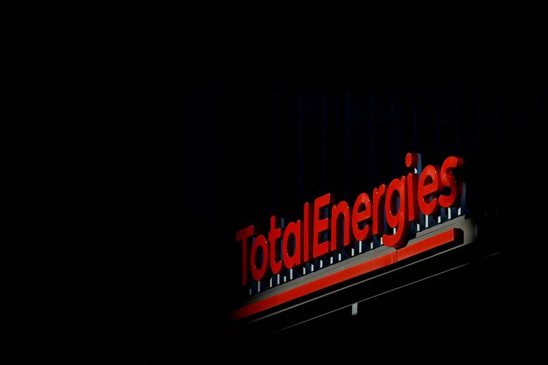 &copy; Reuters. FILE PHOTO: A view shows a logo of TotalEnergies at an electric vehicle fuelling station in the La Defense business district in Courbevoie near Paris, France, February 8, 2023. REUTERS/Sarah Meyssonnier/File Photo