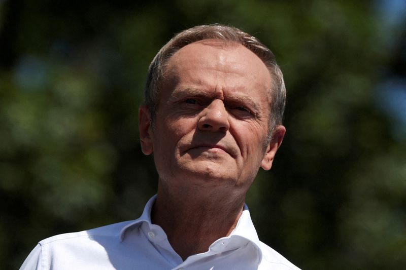 &copy; Reuters. FILE PHOTO: Leader of main opposition party Civic Platform (PO) Donald Tusk takes part in the march on the 34th anniversary of the first democratic elections in postwar Poland, in Warsaw, Poland, June 4, 2023. REUTERS/Kacper Pempel//File Photo
