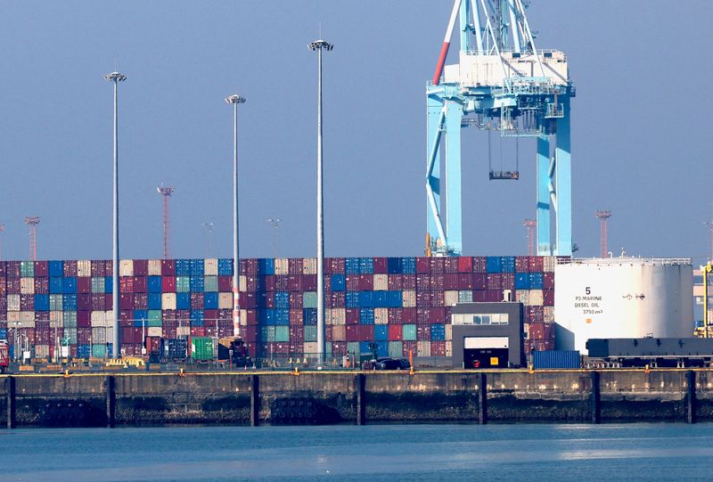 &copy; Reuters. FILE PHOTO: Containers are seen in the port of Zeebrugge, Belgium February 14, 2023. REUTERS/Yves Herman