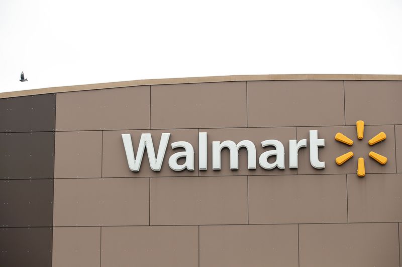 &copy; Reuters. FILE PHOTO: Walmart's logo is seen outside one of the stores ahead of the Thanksgiving holiday in Chicago, Illinois, U.S. November 27, 2019. REUTERS/Kamil Krzaczynski